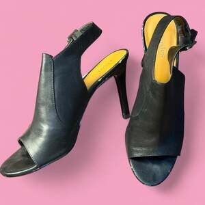 Charles by Charles David Black Leather Peep Toe Slingback Heels